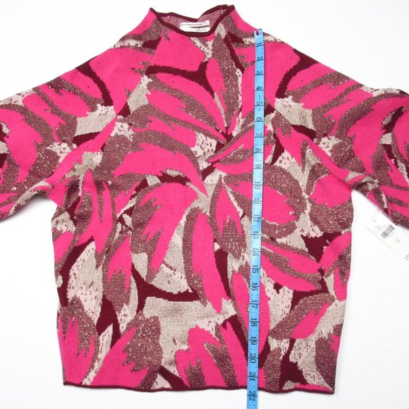 By Anthropologie The Beatriz Mock-Neck Sweater Pink Lurex Combo - XS - Picture 7 of 13